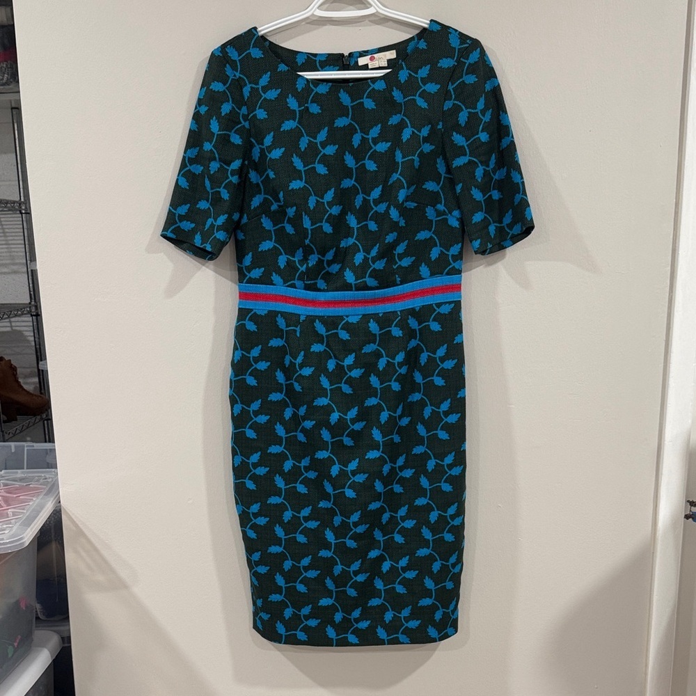 Boden fleur Blue leaf fitted pencil Dress - Picture 2 of 6